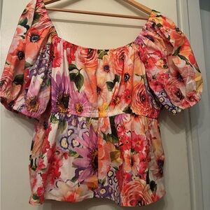 Express spring meadow puff sleeve blouse xl